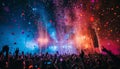 A crowd of people are celebrating with confetti falling from the ceiling by AI generated image Royalty Free Stock Photo