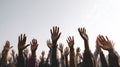 Crowd of People Celebrating with Raised Hands - Diverse Group Unity and Success Royalty Free Stock Photo