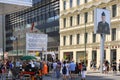 Crowd of people at Checkpoint Charlie in Berlin Royalty Free Stock Photo