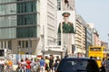 Crowd of people at Checkpoint Charlie in summer Royalty Free Stock Photo