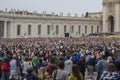 Crowd of people cheering for Pope Francis at Easter Mass in St. Peter's Square Royalty Free Stock Photo