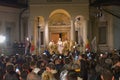 Crowd of people coming to receive holy light. Bucharest Patriarchal Cathedral