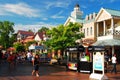 A crowd of people congregate at a recreated New England village Royalty Free Stock Photo