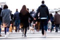 Crowd of people crossing a city street Royalty Free Stock Photo