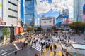 Crowd of people crossing on Shibuya street, one of the busiest c