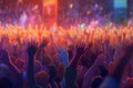 Crowd of people dancing at a music festival. 3d rendering Royalty Free Stock Photo