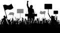 Crowd of people demonstrating silhouette. Oratory art, manifestation, politics, revolution,strike, takeover. Demonstration Royalty Free Stock Photo