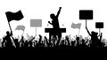 Crowd of people demonstrating silhouette. Oratory art, politics Royalty Free Stock Photo