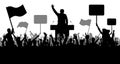 Crowd of people demonstrating silhouette. Oratory art, politics, revolution, takeover Royalty Free Stock Photo