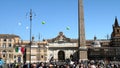 Crowd of people during the demonstration held on June 2 in Piazza del Popolo, without the social distance required for the covid
