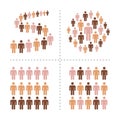 Crowd with different skin colors icon set