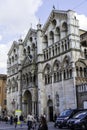 Crowd of people and Facade of the Cathedral of Ferrara