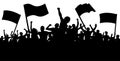 Crowd of people with flags, banners. Sports, mob, fans. Demonstration, manifestation, protest, strike, revolution, riot, propagand Royalty Free Stock Photo