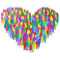 Crowd of people in the form of heart,illustration