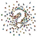 A crowd of people in the form of a question symbol