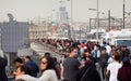 Crowd of people, Galata Bridge in Istanbul, Turkey Royalty Free Stock Photo