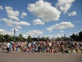 Crowd of people with great sky