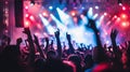 Crowd of People With Hands in the Air at Concert Royalty Free Stock Photo