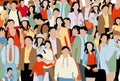 Crowd of people illustration. Crowded group of men, women and children