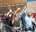 Crowd of People Looking Up