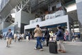 Crowd of people at the main entrance to Kyoto Station building, the major railway station and transportation hub in Kyoto, Japan. Royalty Free Stock Photo