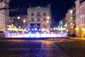 old european city night street defocused blurred abstract image Royalty Free Stock Photo