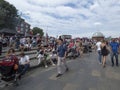 Crowd of people near Cutty Sark clipper, Greenwich Village London Royalty Free Stock Photo