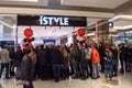 Crowd with people near ISTYLE shop - Apple Premium Reseller Shop in Akropole shopping centre.