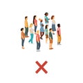 Crowd of people no distance. flat vector illustration