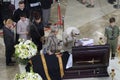 Crowd of people parishioners giving last farewell to the late. Funeral of Liubomyr Huzar, the major archbishop of the