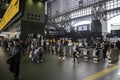 Crowd of people at passenger concourse inside Kyoto Station building