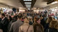 Crowd of people passing through Istanbul`s Eminonu quarter underground passage Royalty Free Stock Photo