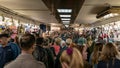 Crowd of people passing through Istanbul`s Eminonu quarter underground passage Royalty Free Stock Photo