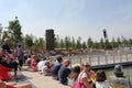 Crowd of People at Piazza Italia square at Expo