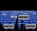 Crowd of people with protest signs and Israeli flags illustration Royalty Free Stock Photo