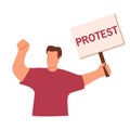 crowd of people protesters. Vector illustration.Hand holding board.Against social issue. Royalty Free Stock Photo