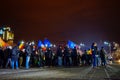 Crowd of people protesting, Bucharest, Romania Royalty Free Stock Photo