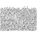 Crowd of people raising their hands up cheering on stadium vector illustration sketch doodle hand drawn with black lines isolated