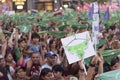 Crowd of people: rally in favor of legal, safe and free abortion