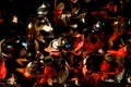 Crowd of people ride motorcycle on street at night Royalty Free Stock Photo