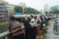 The crowd of people on the river bank