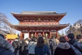 Crowd of people at Sensoji temple in new year day