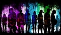 crowd of people shadows silhouettes different .AI generated Royalty Free Stock Photo