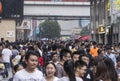 Crowd people in Shopping street .chengdu