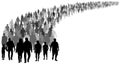 Crowd of people silhouette vector. Resettlement of refugees, emigrants. Royalty Free Stock Photo