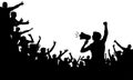 Crowd of people silhouette vector. Speaker, loudspeaker, orator, spokesman.