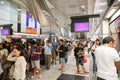 Crowd of people in Singapore subway waiting for the train. Royalty Free Stock Photo