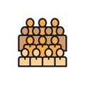 Crowd of people, social, user group network flat color line icon.