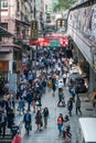 Crowd of people on street in Soho, Hong Kong Royalty Free Stock Photo