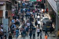 Crowd of people on street in Soho, Hong Kong Royalty Free Stock Photo